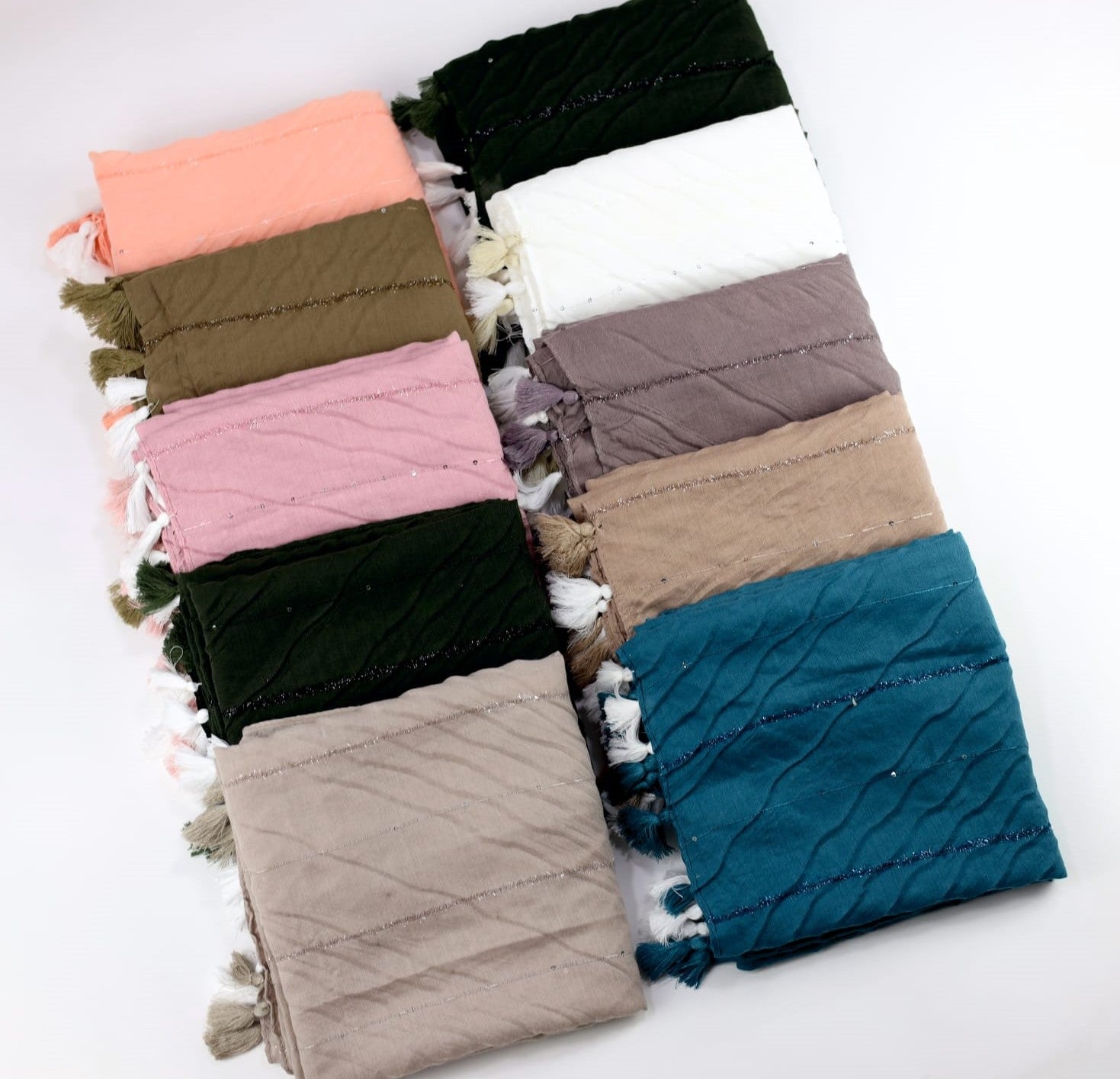 BeingMuslims Timeless extured Crush Pattern Cotton Hijab Pack of 10