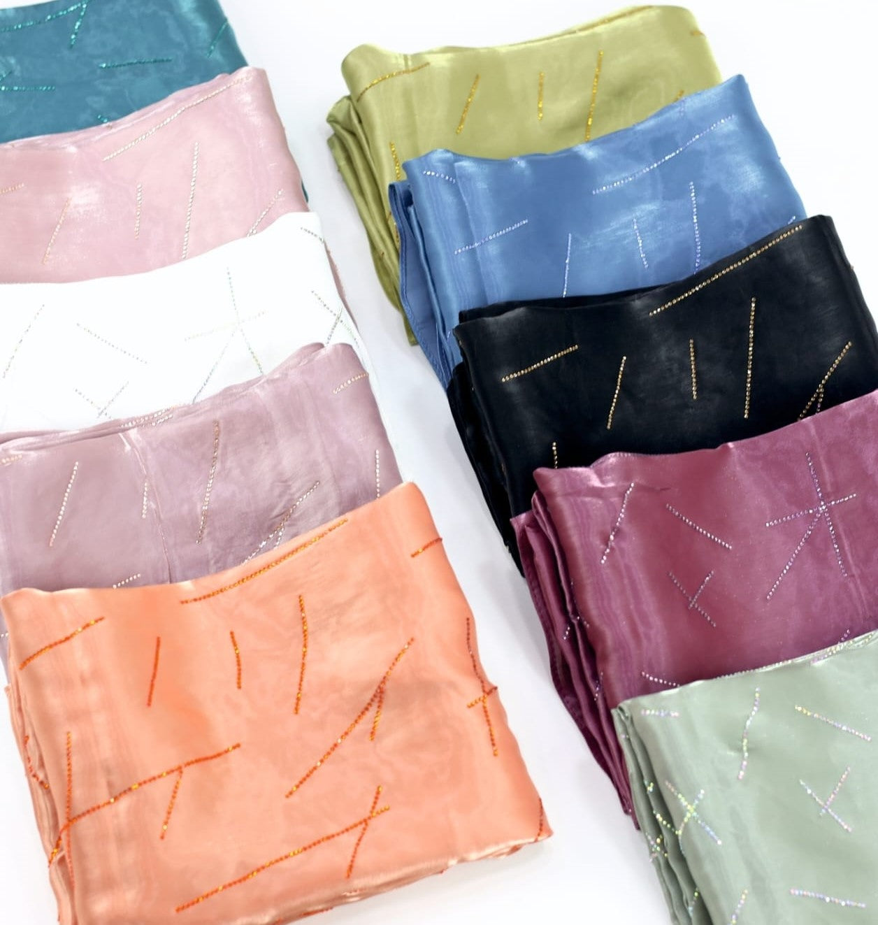 BeingMuslims Sophisticated Stone Studded Line Work Organza Hijab SIze of 10