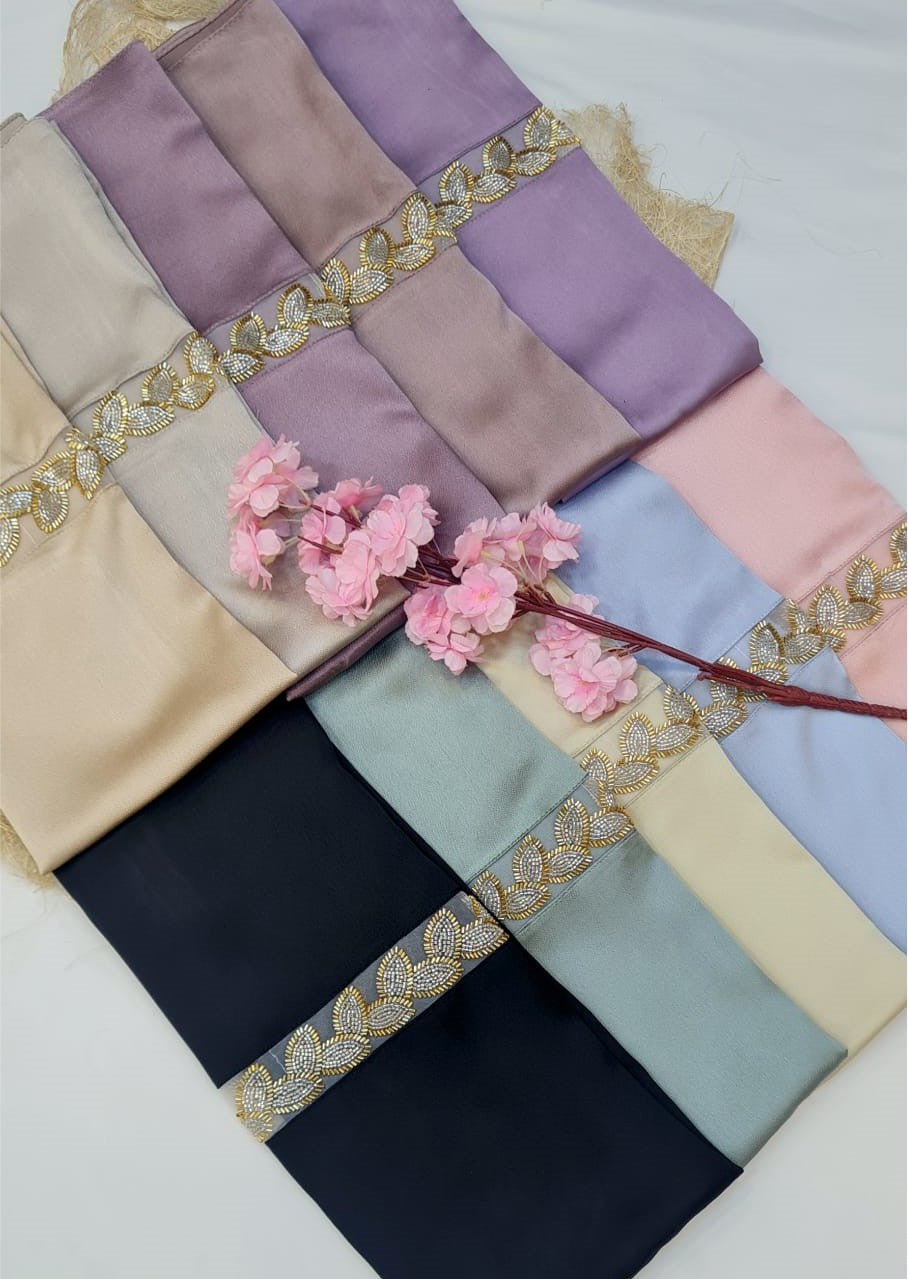 BeingMuslims Elegant Lace Bubble Satin Hijab Pack of 10