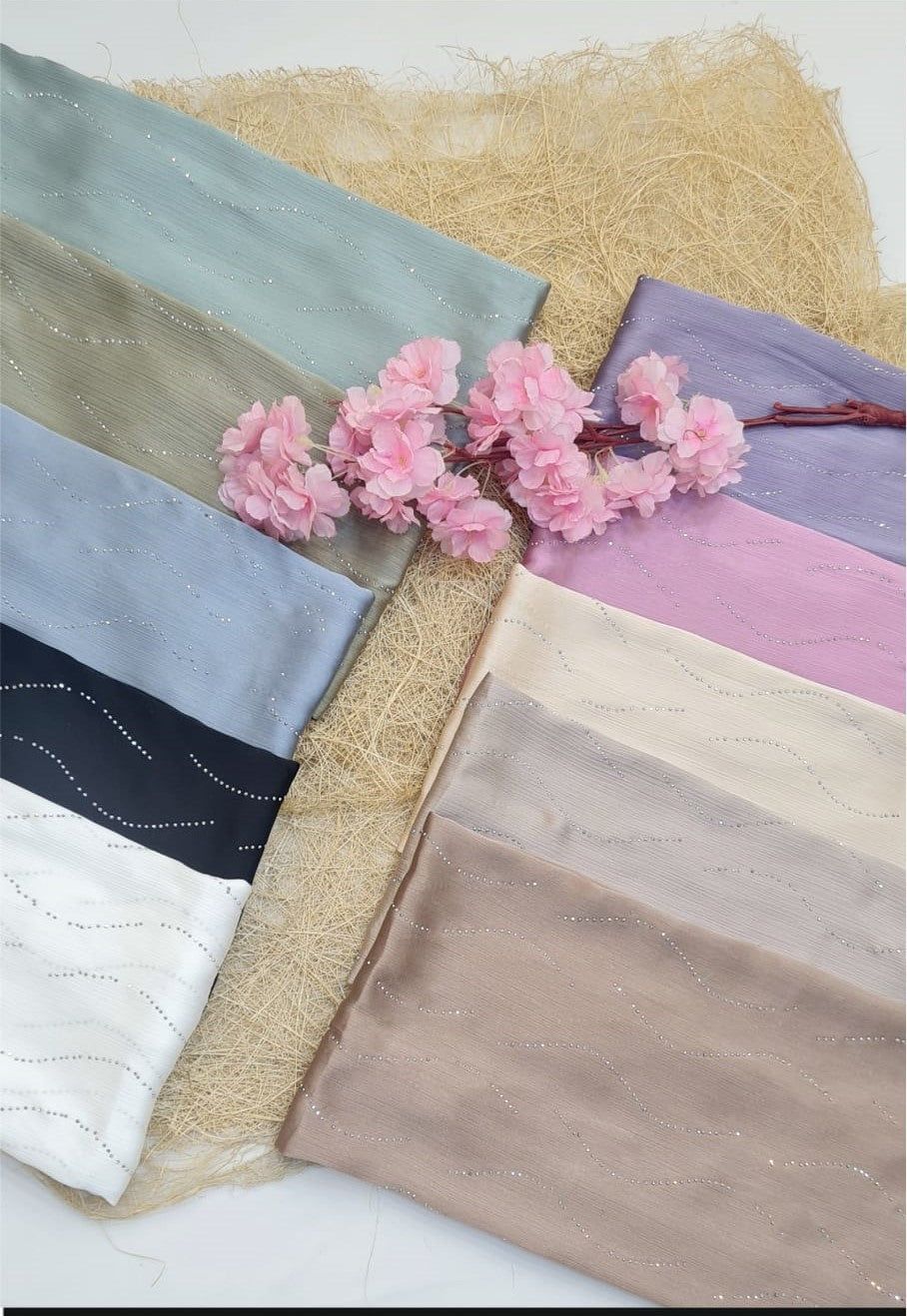 BeingMuslims Wave Crystal Muna Satin Hijab Pack of 10