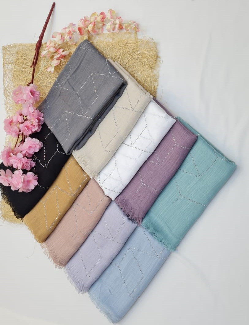 BeingMuslims Diamond Pattern Cotton Mix Hijab Pack of 10