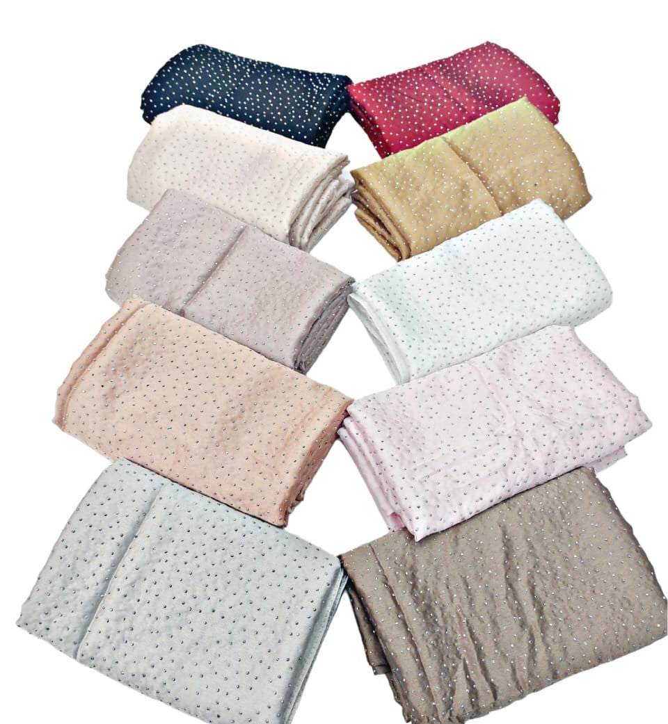 BeingMuslims Crystal Dot Soft Satin Hijab Pack of 10