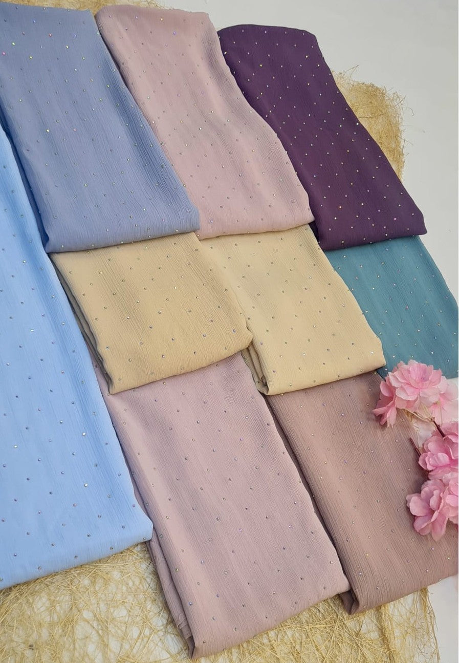 BeingMuslims Crystal Dot Muna Chiffon Hijab Pack of 8