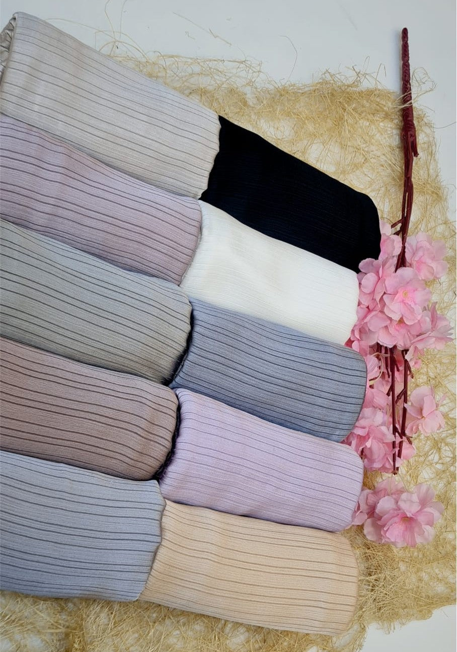 BeingMuslims Linear Pleat Satin Hijab Pack of 10