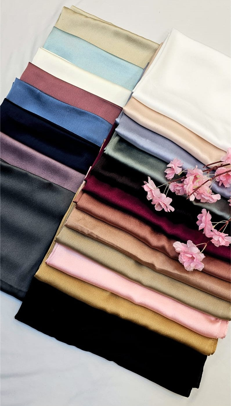 BeingMuslims Bubble Satin Luxe Hijab Pack of 10