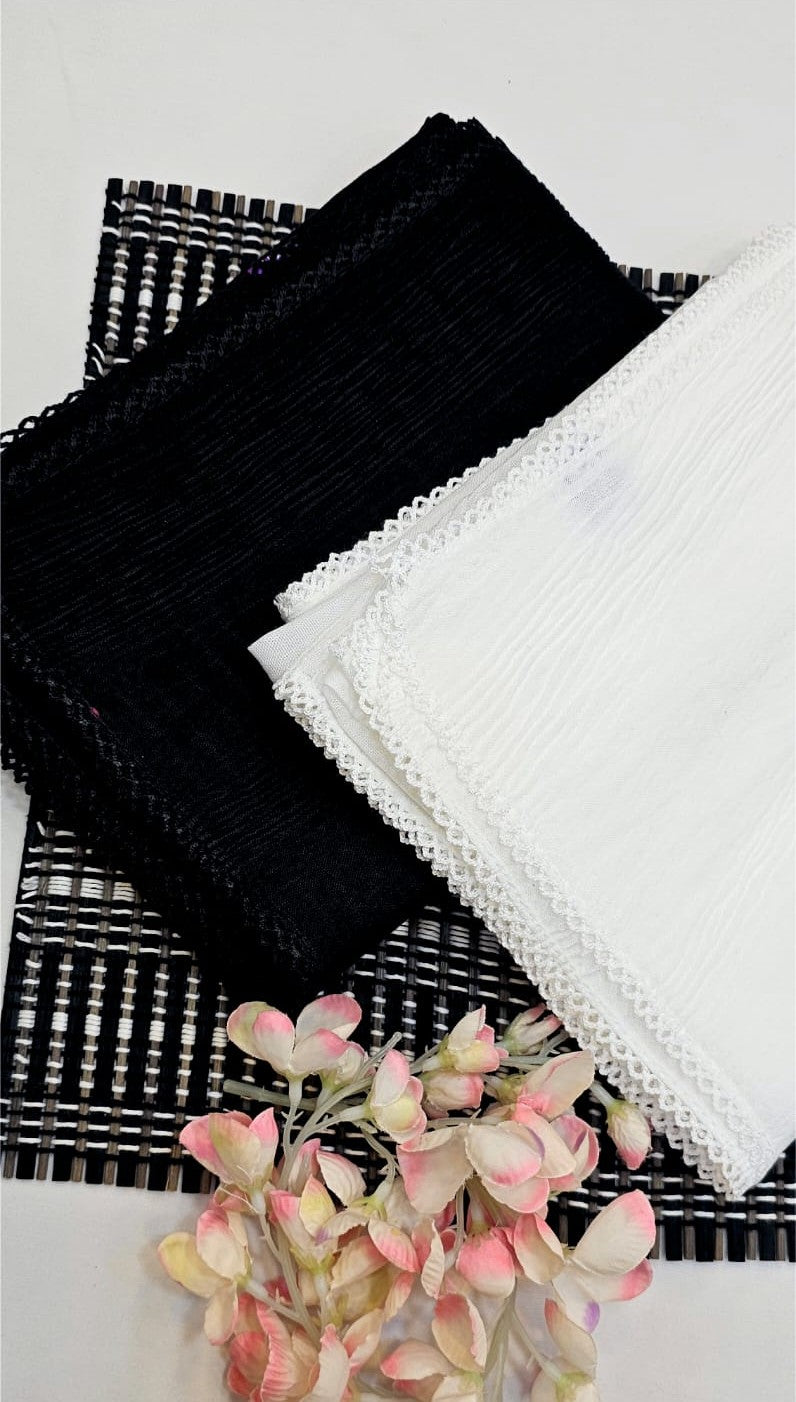 BeingMuslims Cotton Crush Lace Edge Hijab Pack of 10