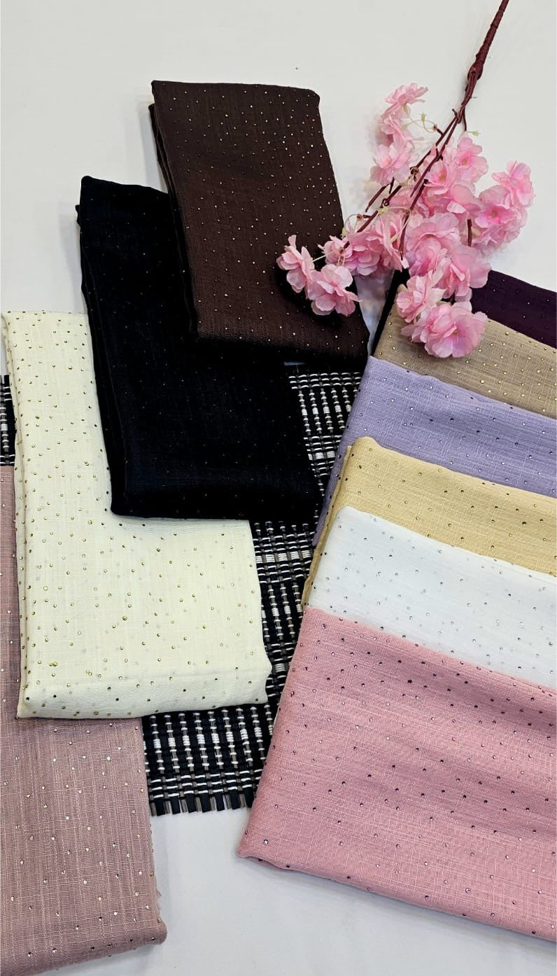 BeingMuslims Linen Stud Elegance Hijab Pack of 10