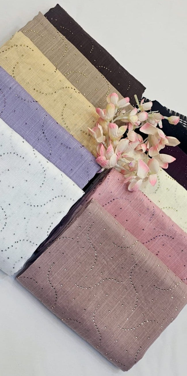 BeingMuslims Studded Linen Cotton Hijab Pack of 10