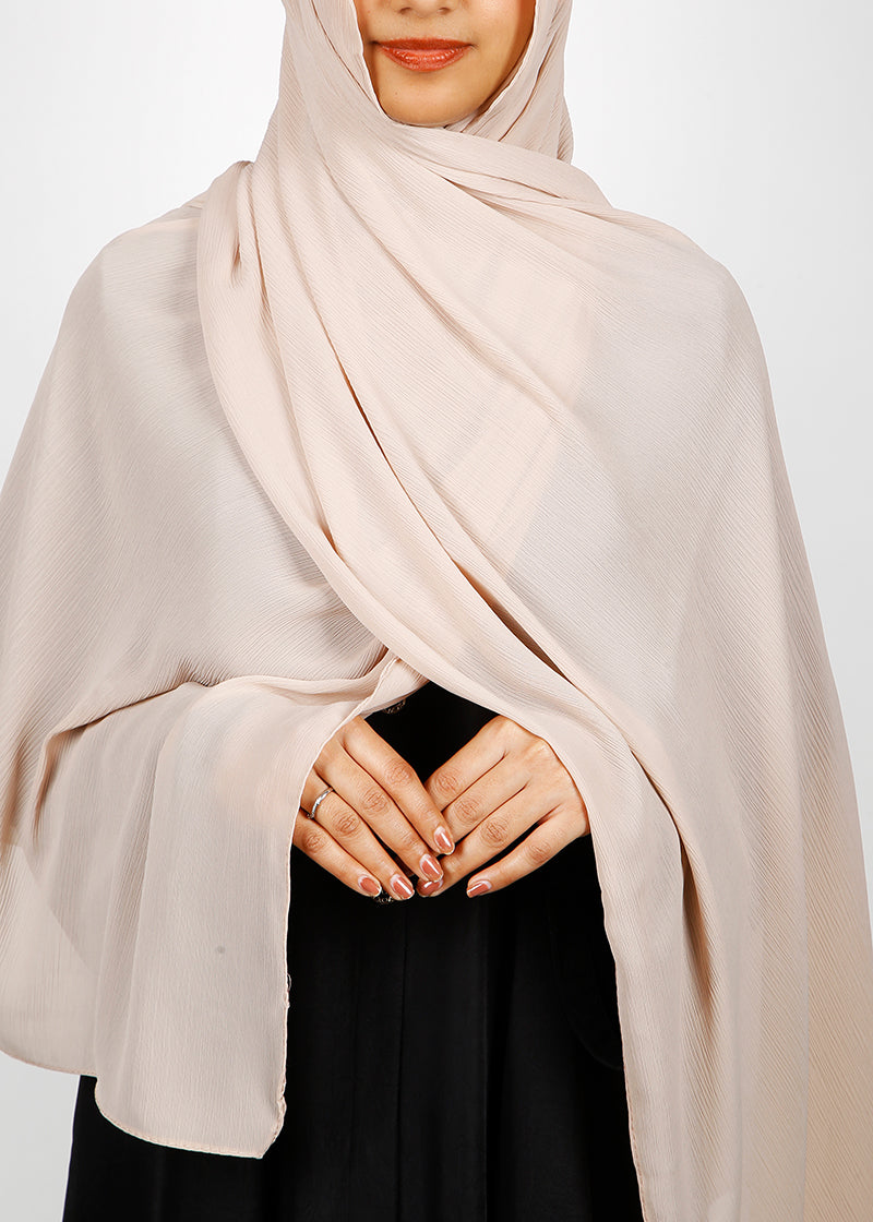 BeingMuslims Textured Muna Chiffon Hijab Almond Pack of 10