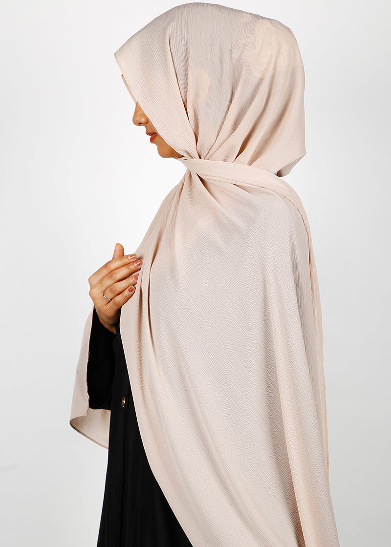 BeingMuslims Textured Muna Chiffon Hijab Almond Pack of 10