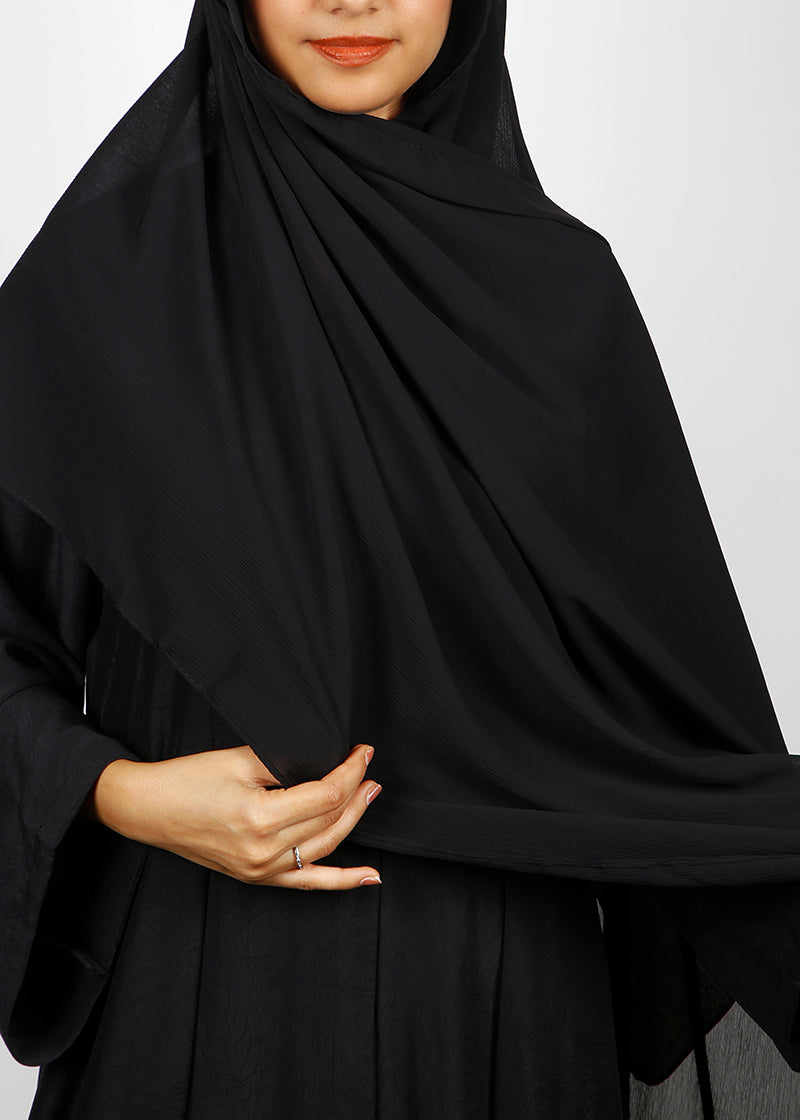 BeingMuslims Textured Muna Chiffon Hijab Black Pack of 10