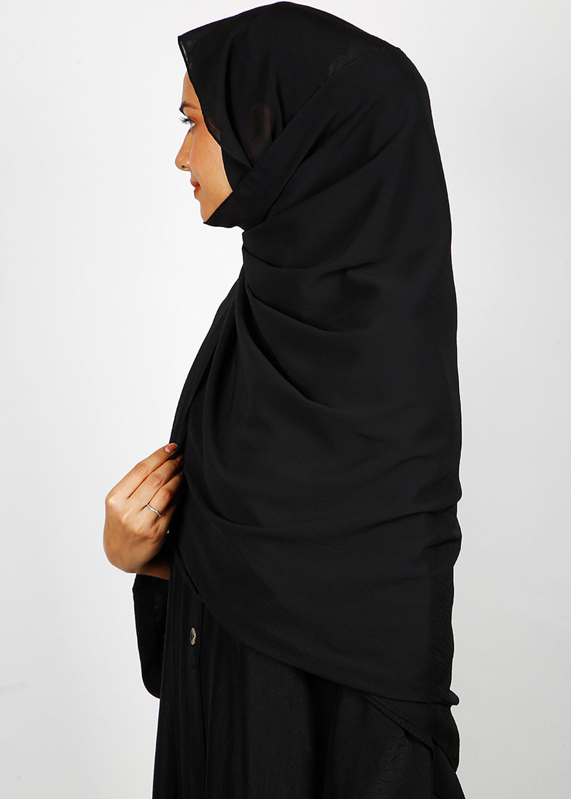 BeingMuslims Textured Muna Chiffon Hijab Black Pack of 10
