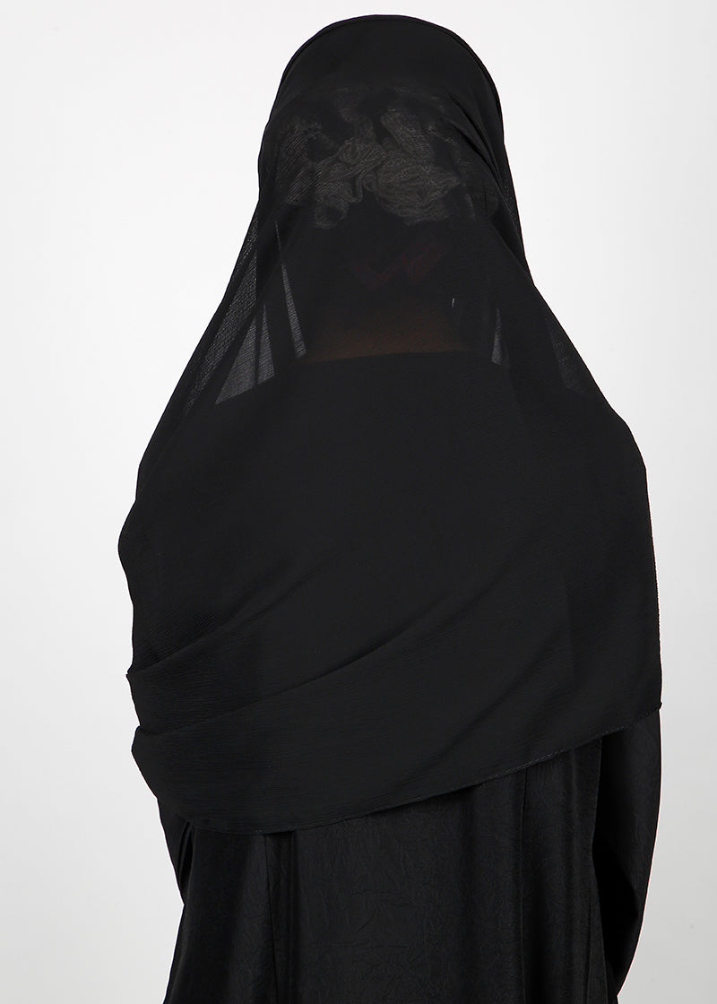 BeingMuslims Textured Muna Chiffon Hijab Black Pack of 10