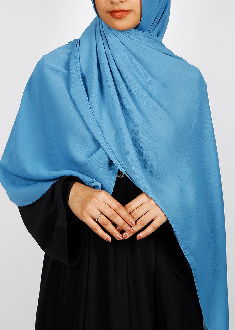 BeingMuslims Textured Muna Chiffon Hijab Blue Pack of 10