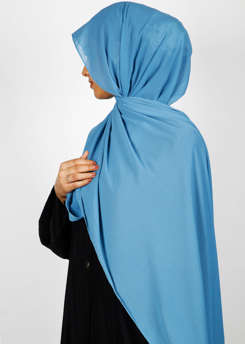 BeingMuslims Textured Muna Chiffon Hijab Blue Pack of 10
