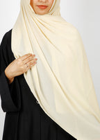 BeingMuslims Textured Muna Chiffon Hijab Ivory Pack of 10