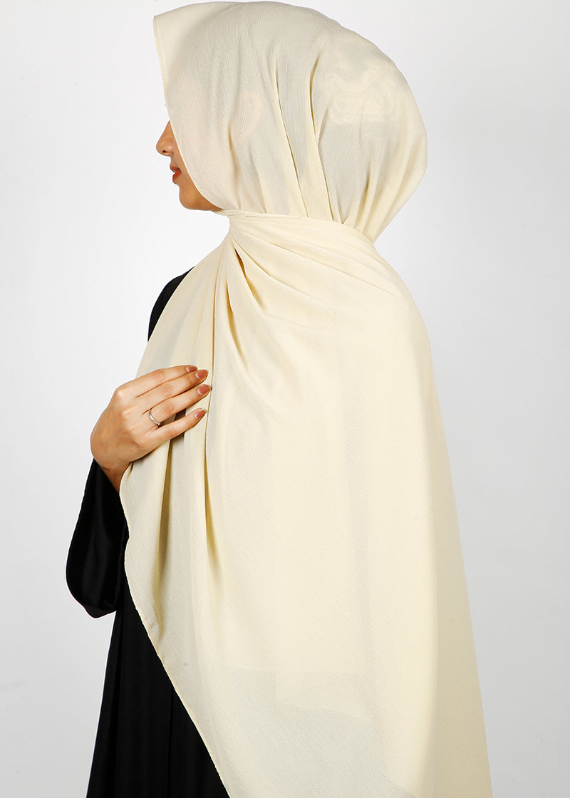 BeingMuslims Textured Muna Chiffon Hijab Ivory Pack of 10