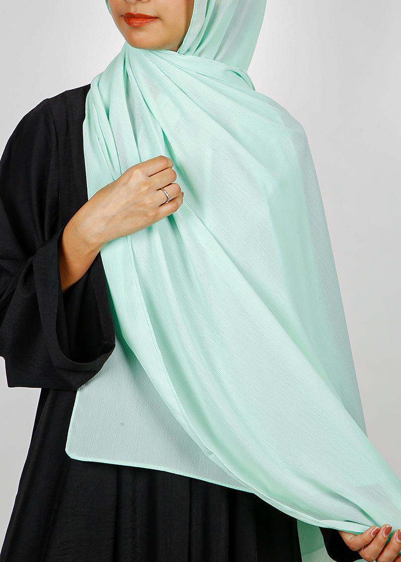 BeingMuslims Textured Muna Chiffon Hijab Light Mint Pack of 10