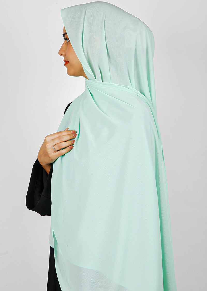 BeingMuslims Textured Muna Chiffon Hijab Light Mint Pack of 10