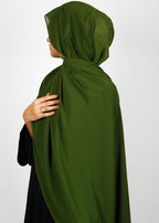 BeingMuslims Textured Muna Chiffon Hijab Moss Green Pack of 10