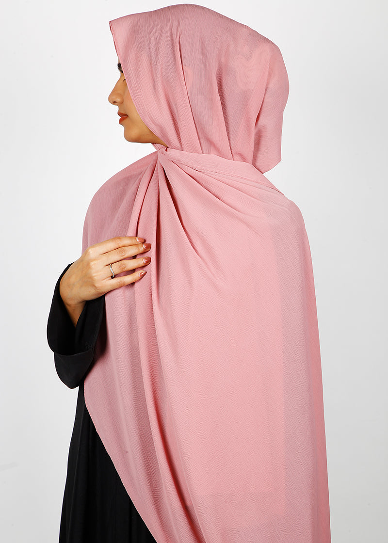 BeingMuslims Textured Muna Chiffon Hijab Pink Pack of 10