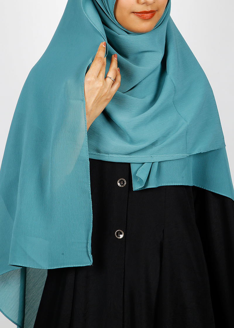 BeingMuslims Textured Muna Chiffon Hijab Teal Blue Pack of 10