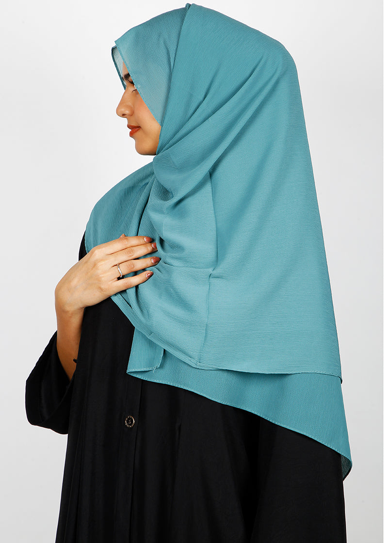 BeingMuslims Textured Muna Chiffon Hijab Teal Blue Pack of 10