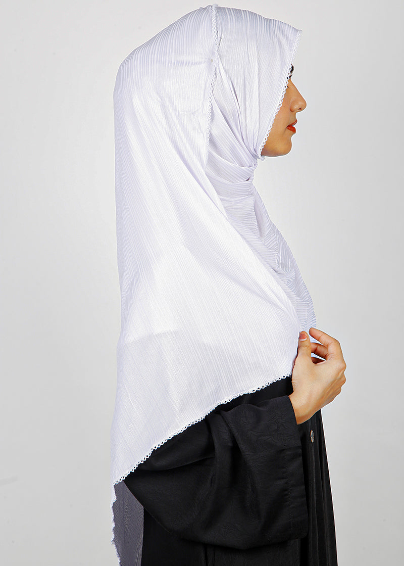 BeingMuslims Textured Muna Chiffon Hijab White Pack of 10