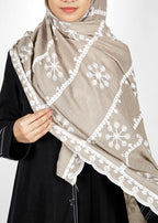 BeingMuslims Desginer Embroidered Cotton Hijab Brown Pack of 10