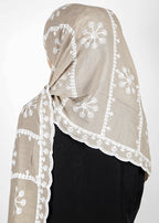 BeingMuslims Desginer Embroidered Cotton Hijab Brown Pack of 10