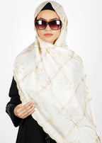 BeingMuslims Desginer Embroidered Cotton Hijab Off White Pack of 10