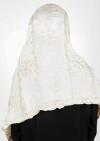 BeingMuslims Desginer Embroidered Cotton Hijab Off White Pack of 10