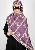 BeingMuslims Desginer Embroidered Cotton Hijab Purple Pack of 10
