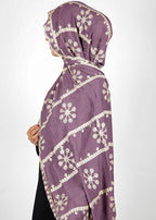 BeingMuslims Desginer Embroidered Cotton Hijab Purple Pack of 10