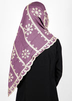 BeingMuslims Desginer Embroidered Cotton Hijab Purple Pack of 10