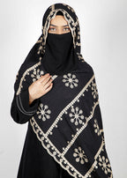 BeingMuslims Desginer Embroidered Cotton Hijab Black Pack of 10