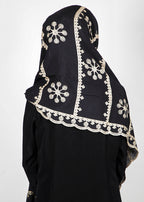 BeingMuslims Desginer Embroidered Cotton Hijab Black Pack of 10