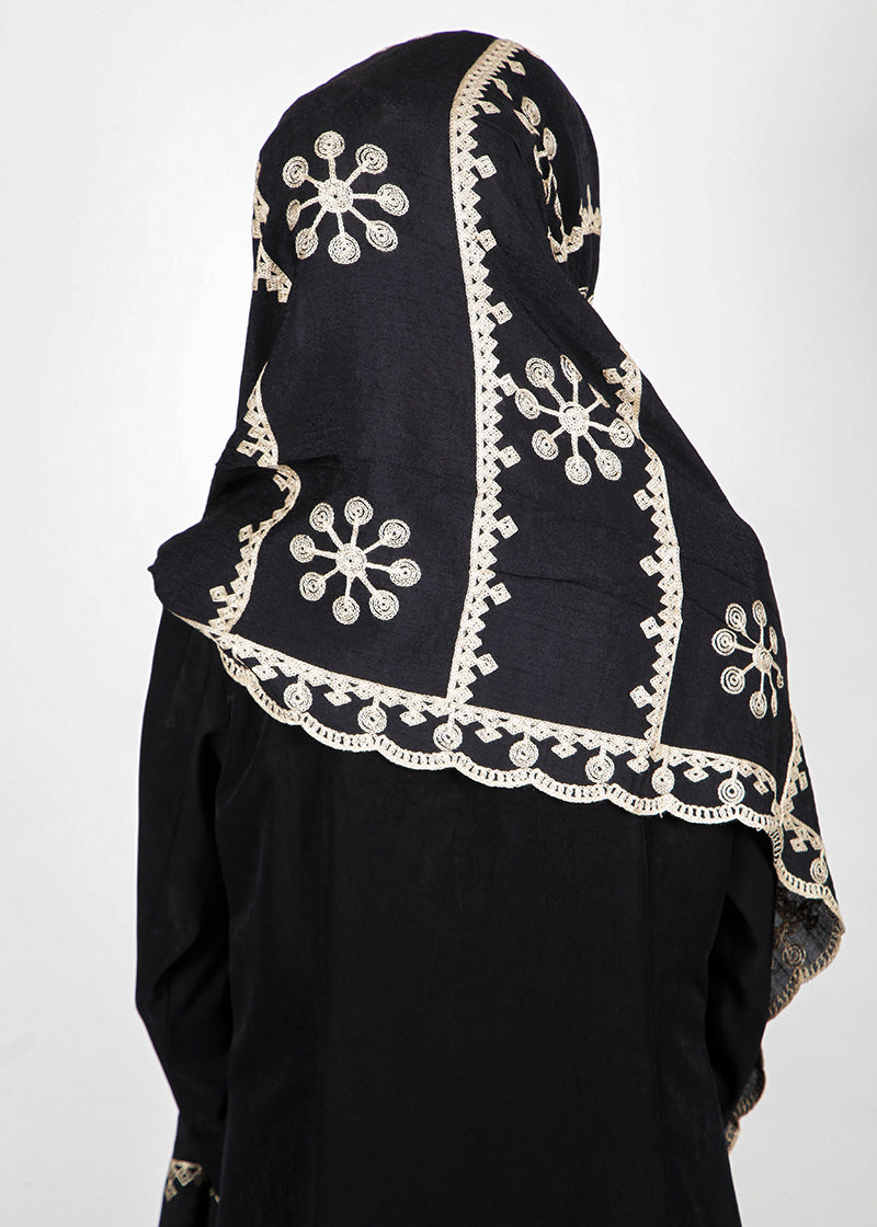 BeingMuslims Desginer Embroidered Cotton Hijab Black Pack of 10
