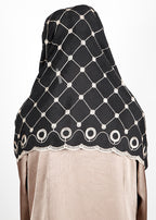 BeingMuslims Graceful Embroidered Cotton Hijab Black Pack of 10