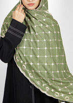 BeingMuslims Graceful Embroidered Cotton Hijab Green Pack of 10