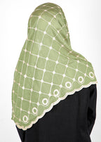 BeingMuslims Graceful Embroidered Cotton Hijab Green Pack of 10