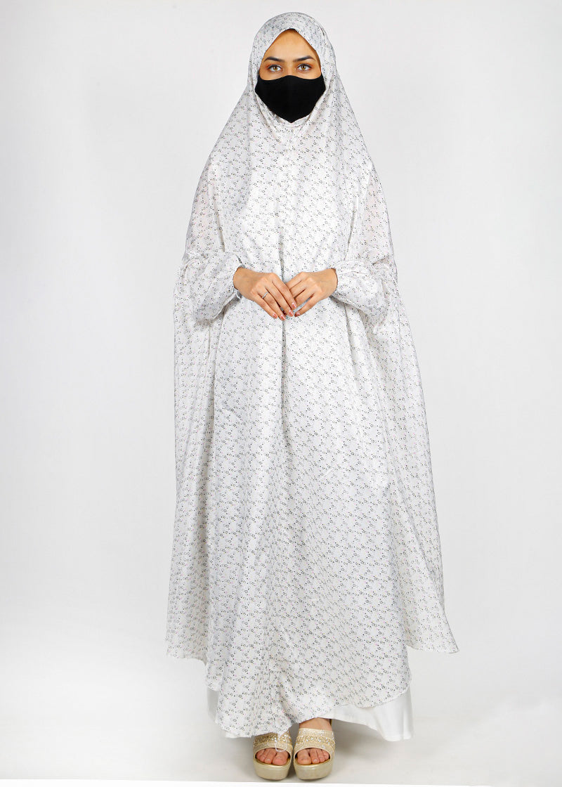 BeingMuslims Printed Jilbab Ankle Length Warm Soft Off-White Pack of 10