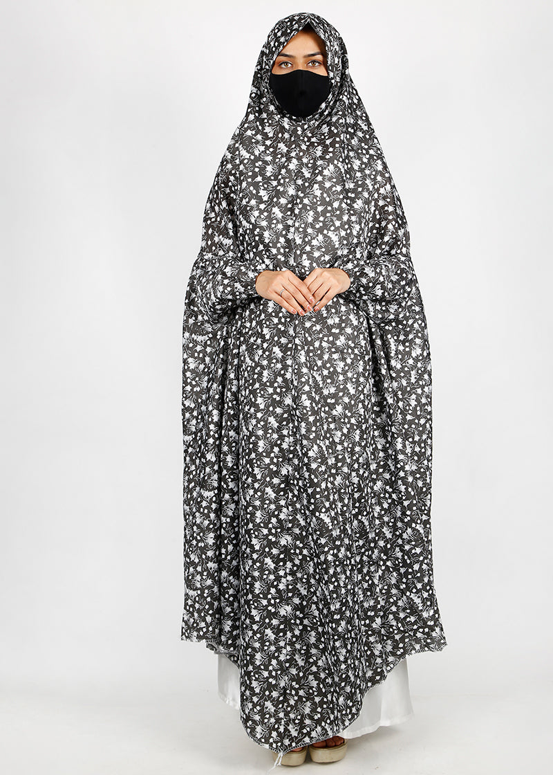 BeingMuslims Printed Jilbab Ankle Length Charcoal Grey Pack of 10