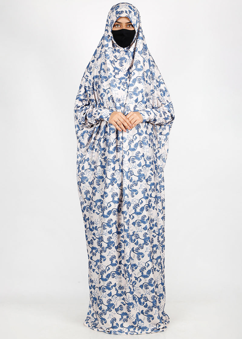 BeingMuslims Printed Jilbab Full Length Ice Grey Pack of 10