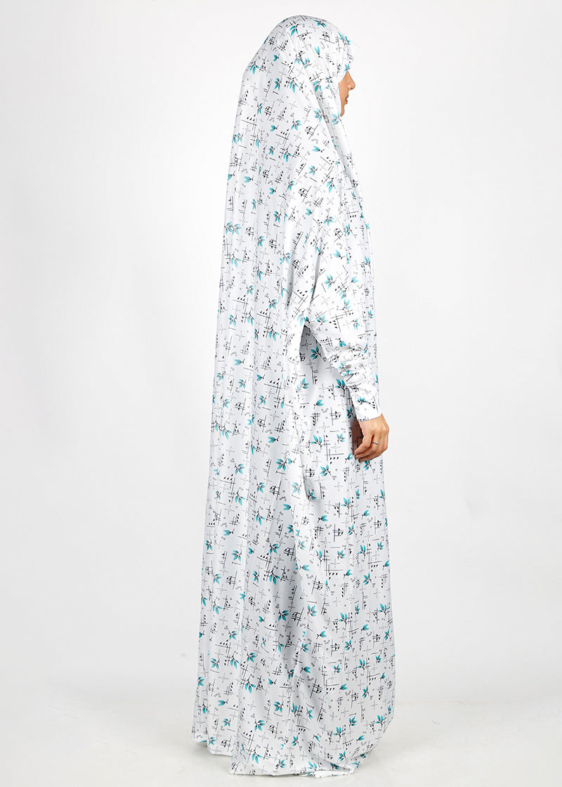 BeingMuslims Printed Jilbab Full Length Soft Off-White Pack of 10