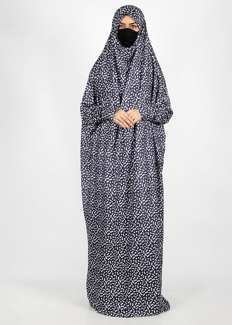 BeingMuslims Printed Jilbab Full Length Dark Navy Pack of 10