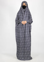 BeingMuslims Printed Jilbab Full Length Dark Navy Pack of 10