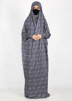 BeingMuslims Printed Jilbab Full Length Dark Navy Pack of 10
