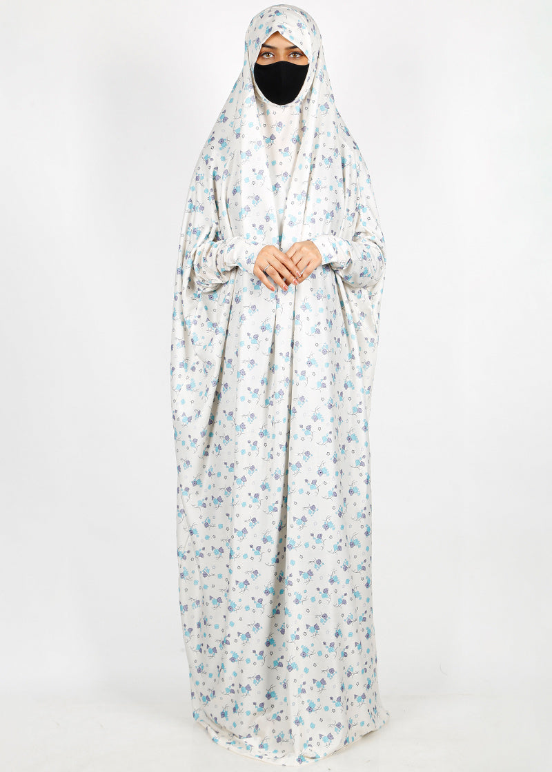 BeingMuslims Printed Jilbab Full Length Warm Off-White Pack of 10