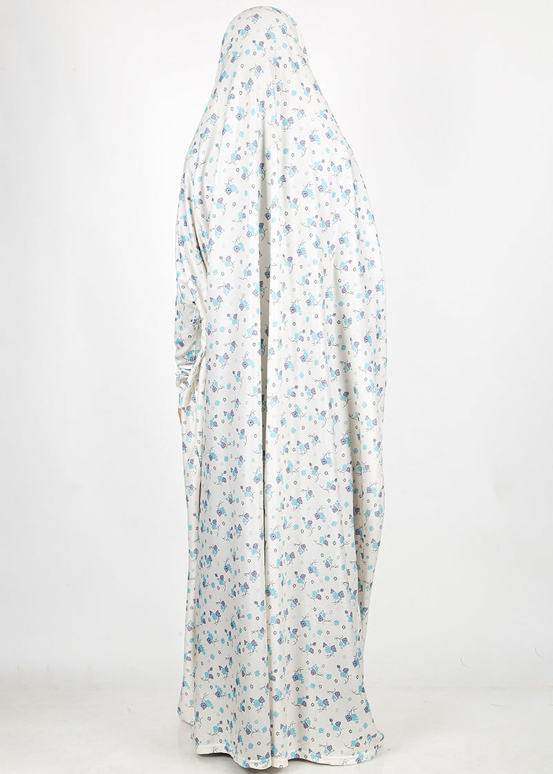 BeingMuslims Printed Jilbab Full Length Warm Off-White Pack of 10